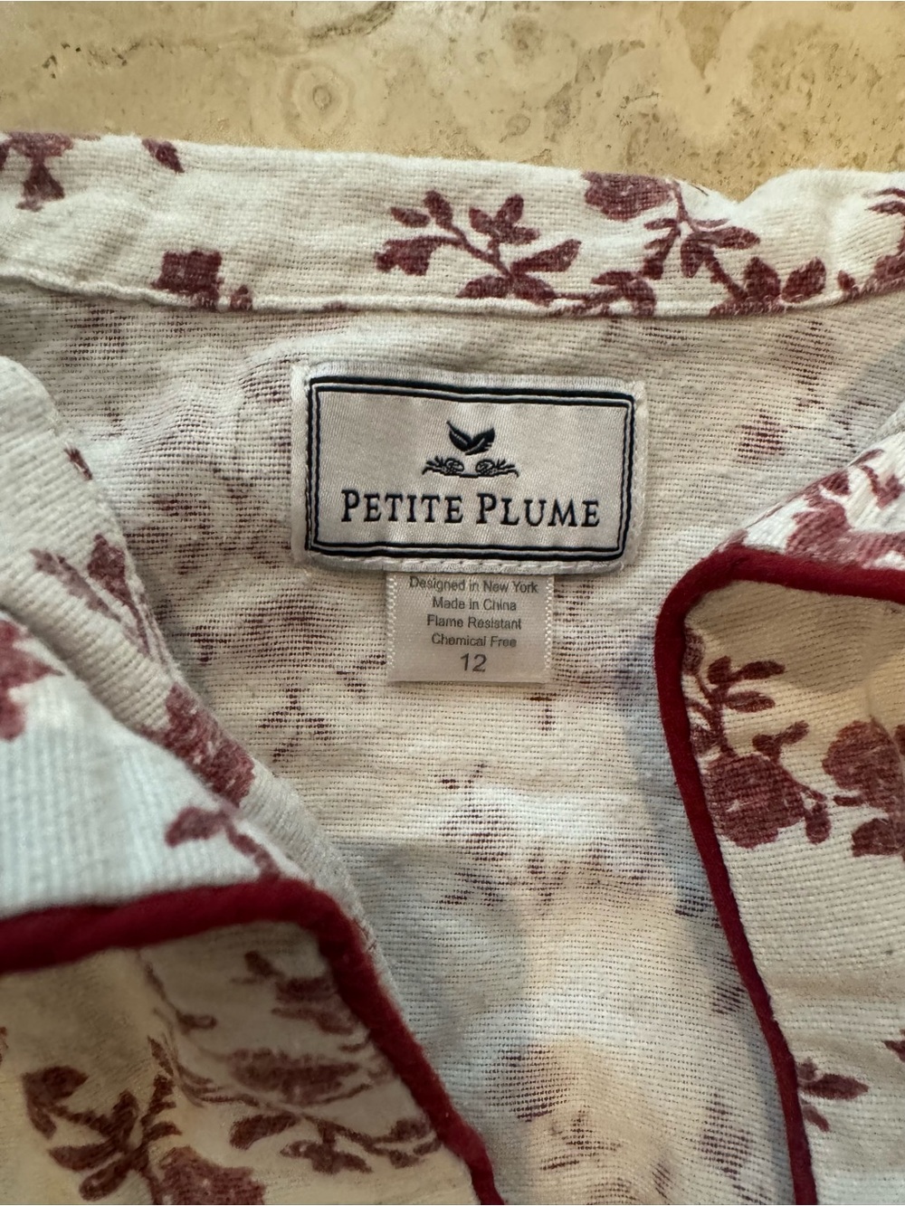 Petite Plume Girls' Floral Red Trim Pajama Set